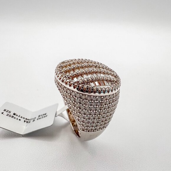 925 Sterling Sliver Moissanite Circle Baguette Ring, 4.358ctw VVS Stones Hip Hop - Picture 2 of 7